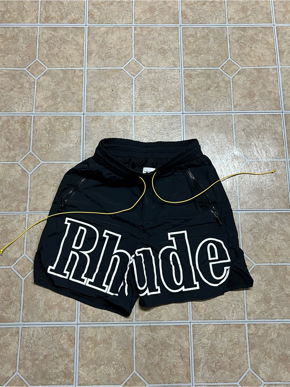 Rhude Black Athletic Shorts with White Logo
